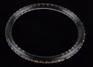 Stunning Vintage 1950s Lucite Rhinestone Bracelet 8"