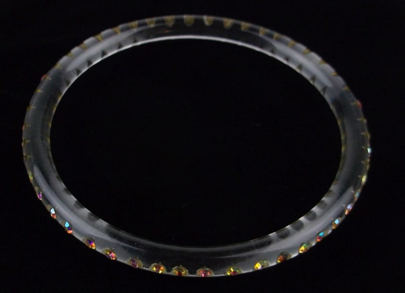 Stunning Vintage 1950s Lucite Rhinestone Bracelet 8" (1 of 2)