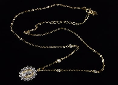 New Gold Over Sterling Catholic Rosary Chain Necklace 18"