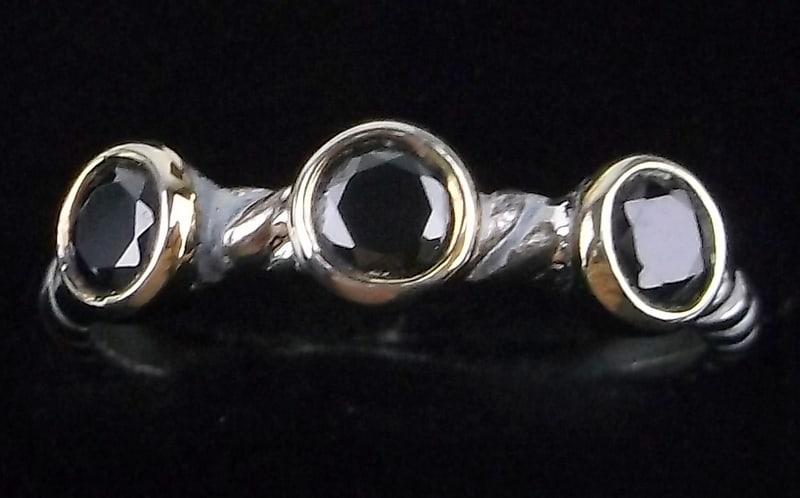 Mint Vintage Sterling Silver Black Obsidian Ring 7.5 (1 of 2)