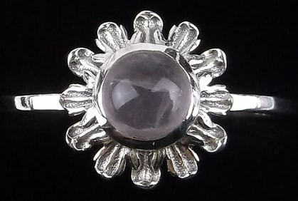 New Sterling Silver Rose Quartz Sun Ring 7