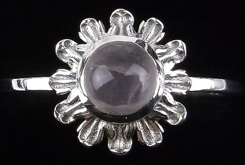 New Sterling Silver Rose Quartz Sun Ring 7 (1 of 2)