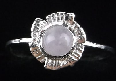 New Sterling Silver Rose Quartz Flower Ring 7