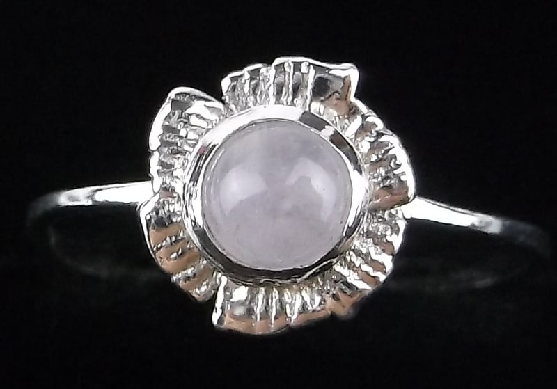 New Sterling Silver Rose Quartz Flower Ring 7 (1 of 2)