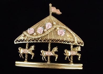 Stunning Vintage 1928 Brand Carousel Horse Brooch