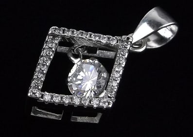 Mint Sterling Silver Dancing Solitaire Stone Pendant