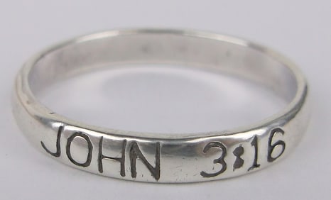 Mint Vintage Sterling Silver John 3:16 Band Ring 9