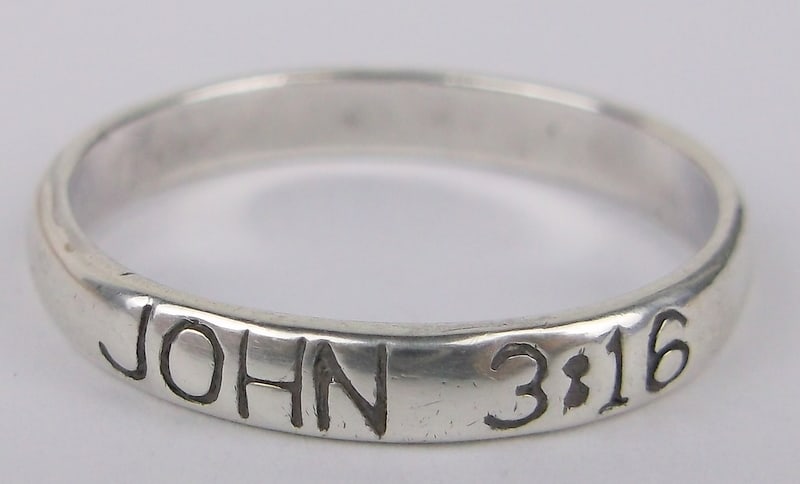 Mint Vintage Sterling Silver John 3:16 Band Ring 9 (1 of 2)