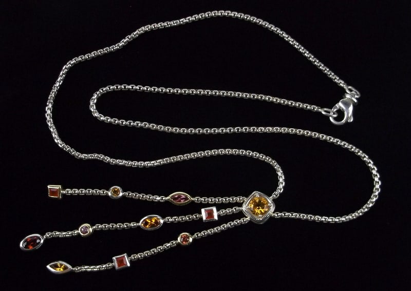 Mint Vint Designer Sterling Silver 18kt Gold Gem Necklace 18" (1 of 4)