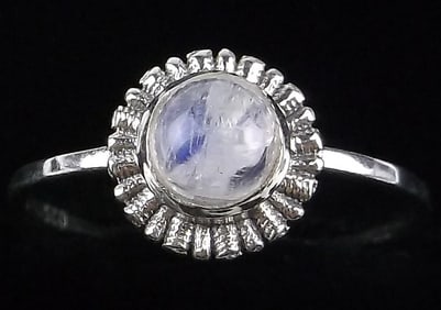 New Sterling Silver Moonstone Sun Ring 7