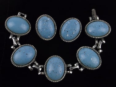 Stunning Vintage 1960s Bracelet Earrings Set 7.5"
