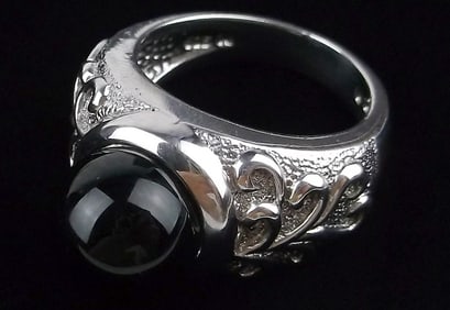 Mint Vintage Thick Heavy Sterling Silver Onyx Ring 6