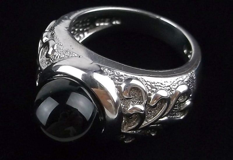 Mint Vintage Thick Heavy Sterling Silver Onyx Ring 6 (1 of 4)