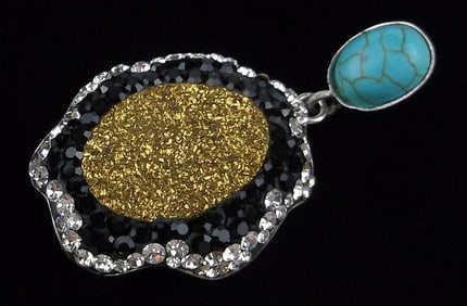 Mint Sterling Silver Druzy Crystal Turquoise Pendant