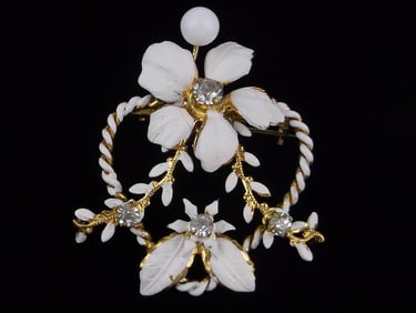 Stunning Antique 1950s Austria Crystal Flower Brooch