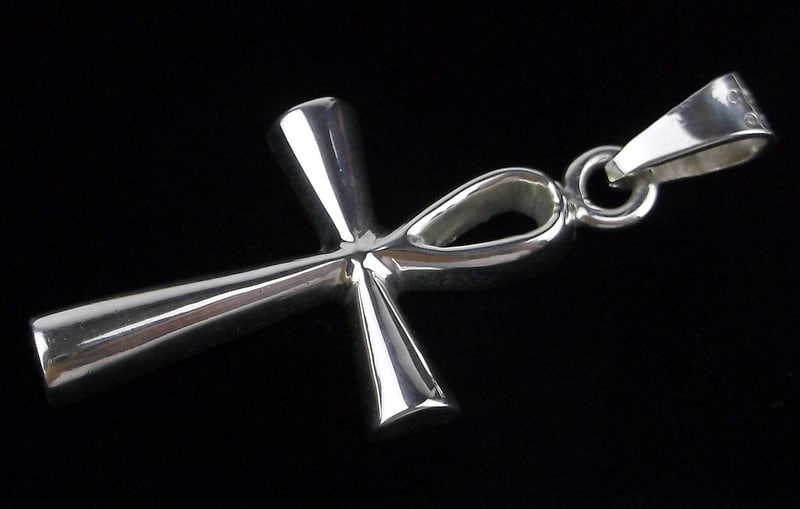 Mint Solid Vint Heavy Sterling Silver Egyptian Ankh Cross Pendant (1 of 3)