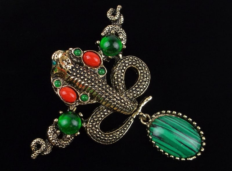 Mint Big Enameled Jelly Belly Rhinestone Cobra Snake Brooch Sway: Mint Condition, In Like New Condition, Perfect