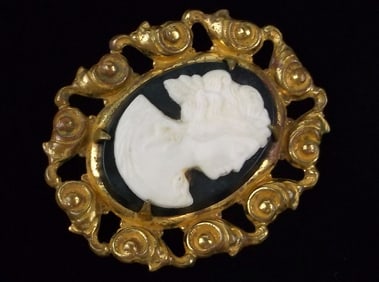 Gorgeous Antique 1920s Celluloid Cameo Brooch