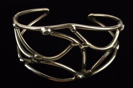 Mint Vint 1950s Modernist Mid Century Brass Cuff Bracelet 7.5"
