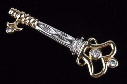 Big Solid Mint Heavy Sterling Silver Key Pendant Vintage