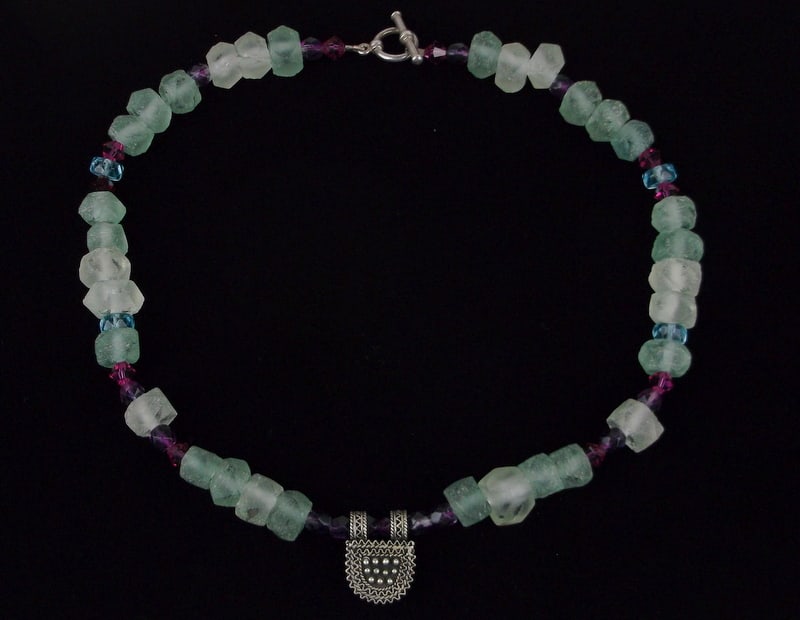 Mint Vintage Bali Sterling Silver Sea Glass Necklace 18": Guaranteed Solid 925 Sterling Silver, in Excellent Condition