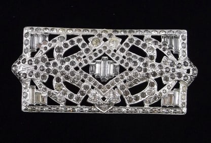 RARE Mint Antique 1929 Art Deco Coro Craft Rhinestone Brooch