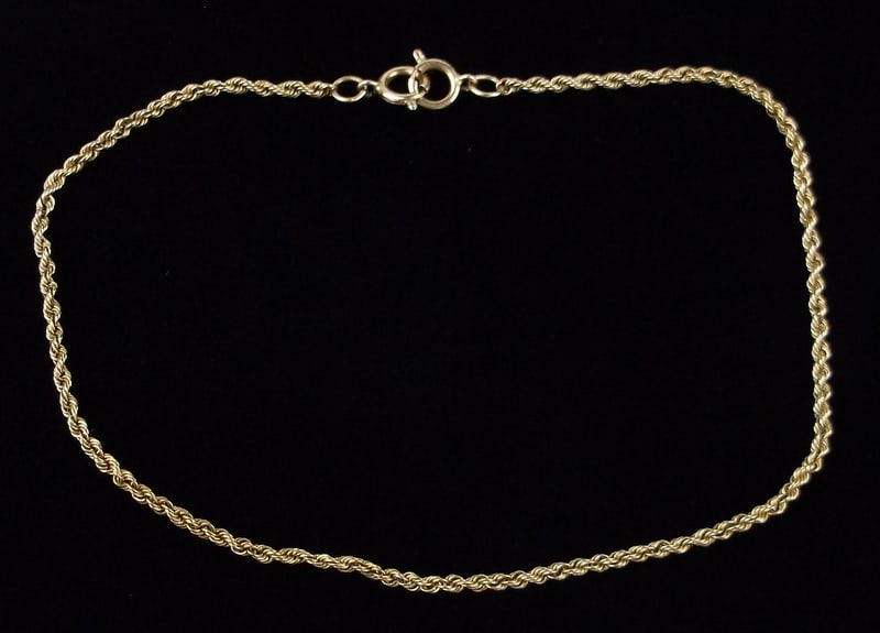 Stunning Vint 14kt Gold Rope Chain Bracelet 8" Double Clasp: 14kt gold in excellent condition
