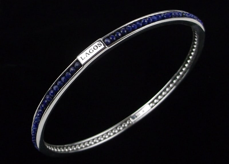 New LAGOS Sterling Silver Lapis Lazuli Bangle Bracelet 8" (1 of 7)
