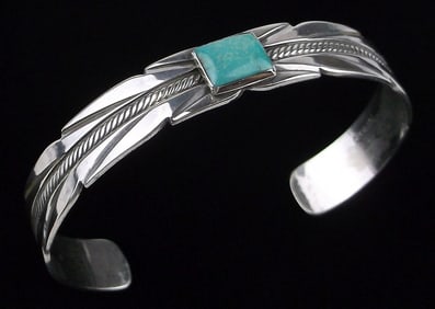 Mint Vint Navajo Sterling Silver Turquoise Cuff Bracelet 7.5"