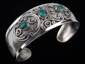 Mint Big Vint Heavy Sterling Silver Turquoise Cuff Bracelet 8" TNB