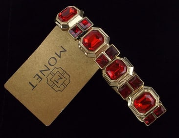 New Monet Ruby Red Rhinestone Bracelet $28