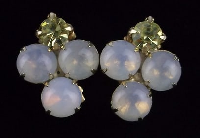 Mint Vintage 1950s Jelly Belly Rhinestone Earrings