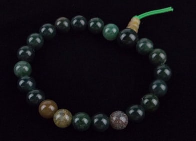 New Healing Jadeite Moss Agate Temple Bracelet