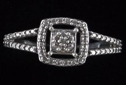Mint Vintage Sterling Silver Diamond Ring 7