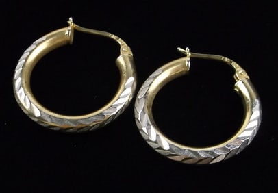 Stunning Vintage Gold Over Sterling Silver Hoop Earrings