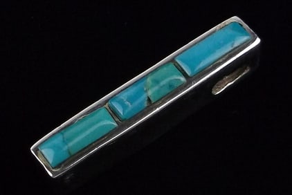 Mint Vintage Sterling Silver Turquoise Bar Style Pendant