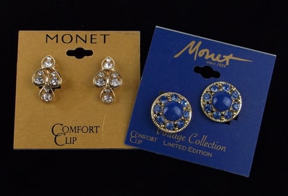 2 New Sets Monet Rhinestone Earrings $36