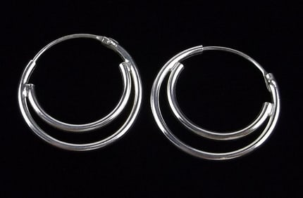 Mint Vintage Sterling Silver Hoop Earrings