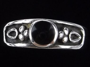 Mint Vintage Thick Sterling Silver Onyx Ring 7