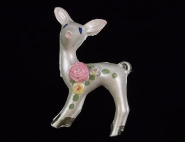 Stunning Antique 1940s Celluloid Deer Brooch