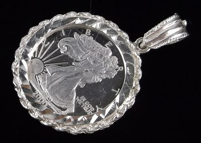 Mint Vint .999 Fine Silver US Millenium Eagle Coin Pendant