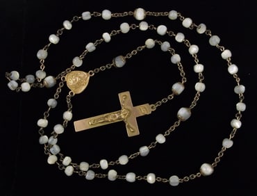 Stunning Antique 1930s 10kt GF Catholic Rosary 28"