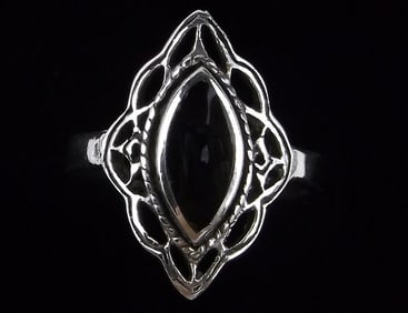 Stunning Vintage Thick Sterling Silver Onyx Ring 9