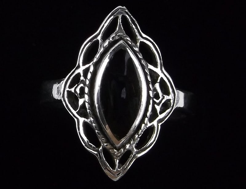 Stunning Vintage Thick Sterling Silver Onyx Ring 9 (1 of 3)