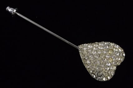 Stunning Antique 1930s Art Deco Rhinestone Heart Pin