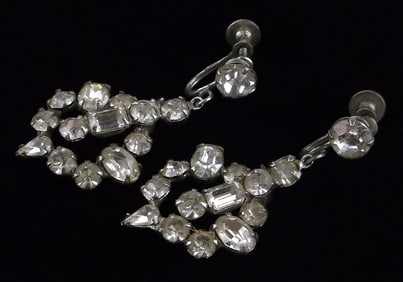 Stunning Antique 1930s Rhinestone Drop Earrings