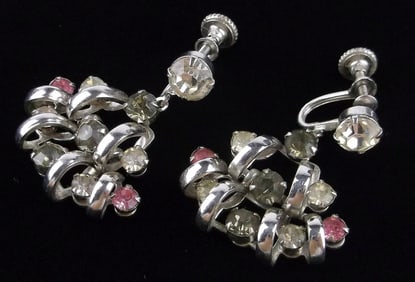 Mint Vintage 1950s Rhinestone Drop Earrings