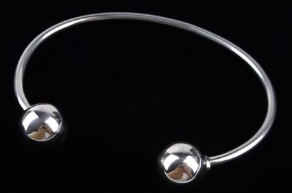 Mint Vint Thick Heavy Sterling Silver Ball Cuff Bracelet 7-8"