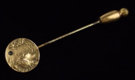 Mint 1890s Victorian Art Nouveau 12kt GF Lady Birds Pin