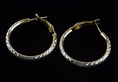 Mint Vintage 10kt Gold Over Sterling Silver Hoop Earrings